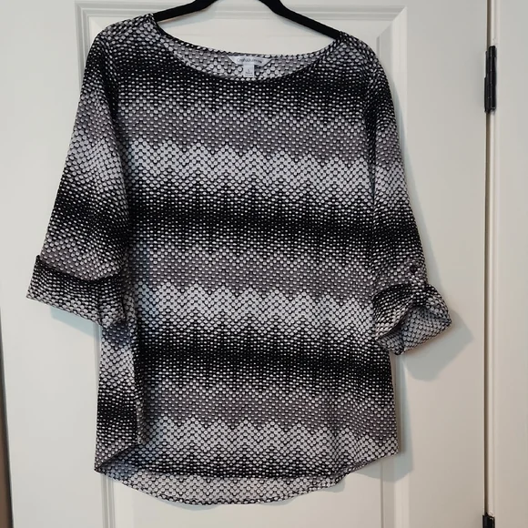 Womens Croft & Barrow Polka Dot Textured Blouse Size Large - Picture 1 of 5